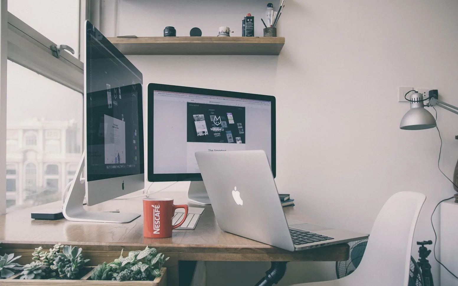 Table, chair and desk